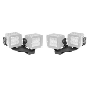 Jeep Wrangler Light Mounts - Hood - Go Rhino - Center Hood Mounts for Dual 3x3 Cubes - Textured Black - `18-`20